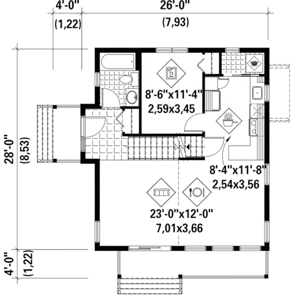 Cabin & Cottage House Plan First Floor - Claire Beach Modern Home 126D-1037 - Search House Plans and More