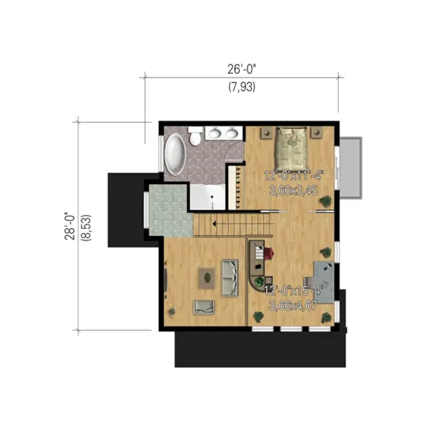 Cabin & Cottage House Plan 3D Second Floor - Claire Beach Modern Home 126D-1037 - Search House Plans and More