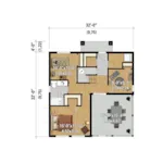 Lake House Plan 3D First Floor - Mission Lake Modern Home 126D-1042 - Shop House Plans and More