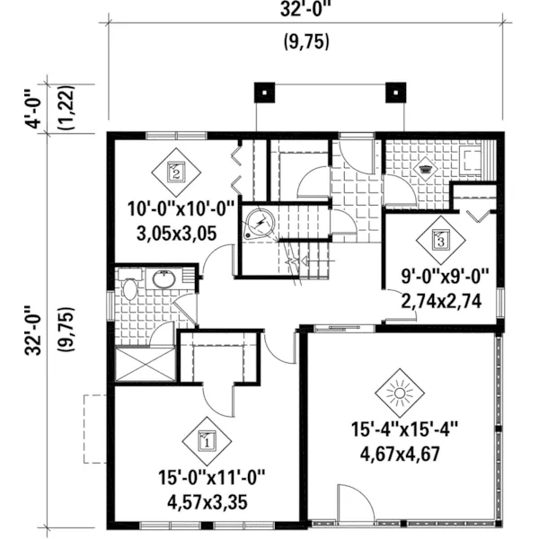 Lake House Plan First Floor - Mission Lake Modern Home 126D-1042 - Shop House Plans and More