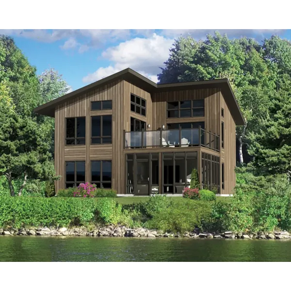 Lake House Plan Front of Home - Mission Lake Modern Home 126D-1042 - Shop House Plans and More