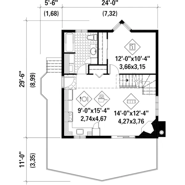 Country House Plan First Floor - Meadowflatts Country Cottage 126D-1044 - Shop House Plans and More