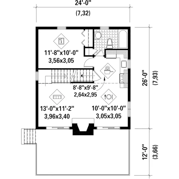 Lake House Plan First Floor - Lost Creek Vacation Home 126D-1045 - Shop House Plans and More