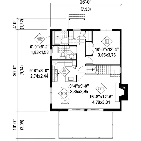 Vacation House Plan First Floor - Lucia Cove Lake Home 126D-1049 - Shop House Plans and More