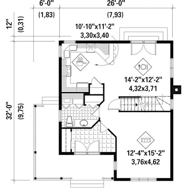 Country French House Plan First Floor - Lorraine Lake Vacation Home 126D-1051 - Shop House Plans and More