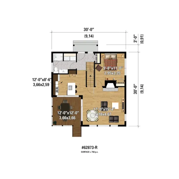 European House Plan 3D First Floor - Highland Shores Modern Home 126D-1053 - Search House Plans and More