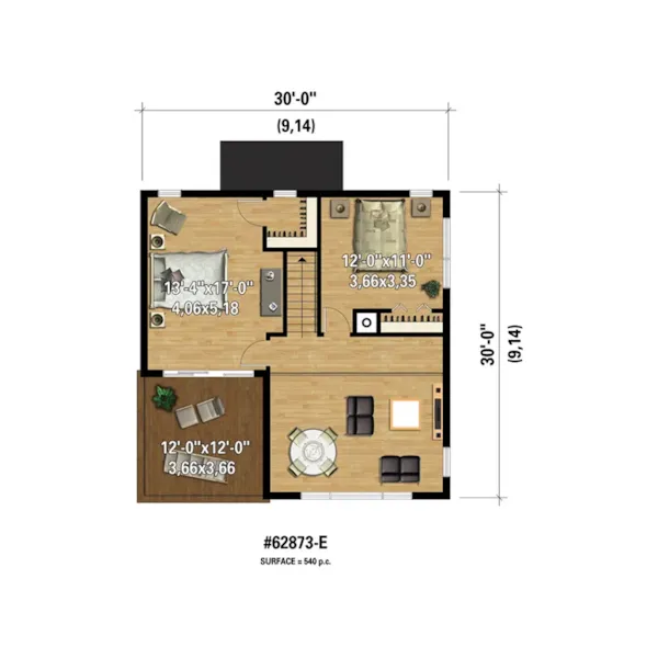 European House Plan 3D Second Floor - Highland Shores Modern Home 126D-1053 - Search House Plans and More