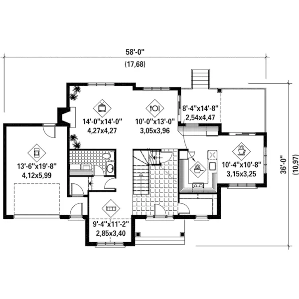 Cape Cod & New England House Plan First Floor - Hellwig Hill Traditional Home 126D-1055 - Search House Plans and More