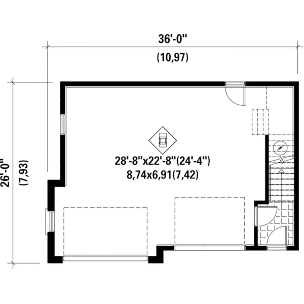 Modern House Plan First Floor - Gladys Apartment Garage 126D-1058 - Search House Plans and More