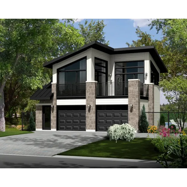 Modern House Plan Front of Home - Flanagan Apartment Garage 126D-1063 - Search House Plans and More