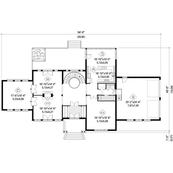 Colonial House Plan First Floor - Hooper Place Luxury Home 126D-1068 - Search House Plans and More