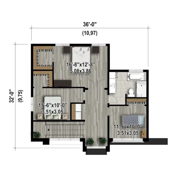 Contemporary House Plan 3D Second Floor - Kona Cove Modern Home 126D-1071 - Search House Plans and More