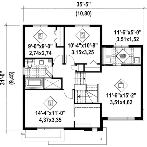 Contemporary House Plan Second Floor - Modesta Modern Home 126D-1074 - Shop House Plans and More