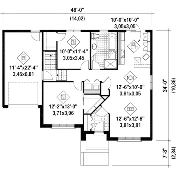 Bungalow House Plan First Floor - Sabida Contemporary Home 126D-1079 - Shop House Plans and More