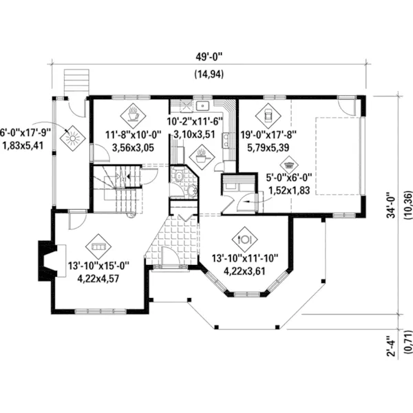 Victorian House Plan First Floor - Thistle Path Victorian Home 126D-1084 - Shop House Plans and More