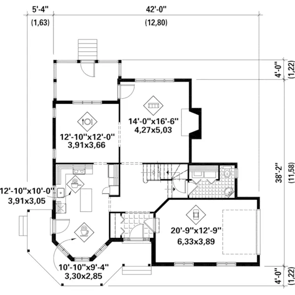 Victorian House Plan First Floor - Windemere Victorian Home 126D-1089 - Shop House Plans and More