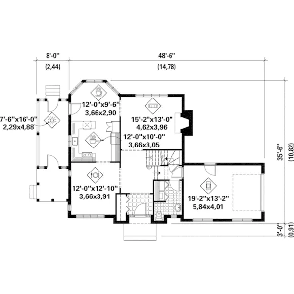 Cape Cod & New England House Plan First Floor - Wiltshire Traditional Home 126D-1090 - Shop House Plans and More