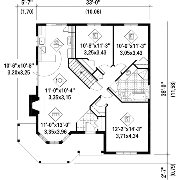 Country House Plan First Floor - Beale Bridge Victorian Home 126D-1094 - Search House Plans and More