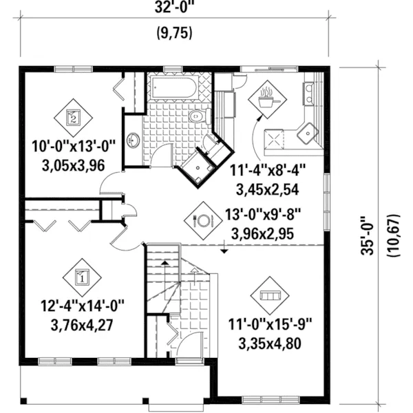 Victorian House Plan First Floor - Camelia Ridge Country Home 126D-1096 - Search House Plans and More