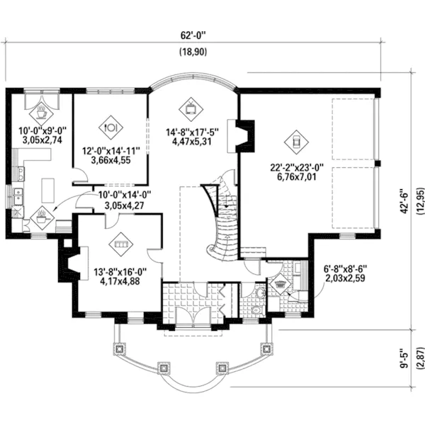 Country French House Plan First Floor - Luther Greek Revival Home 126D-1113 - Shop House Plans and More