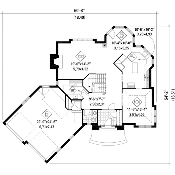 Cape Cod & New England House Plan First Floor - Pavele European Home 126D-1119 - Shop House Plans and More