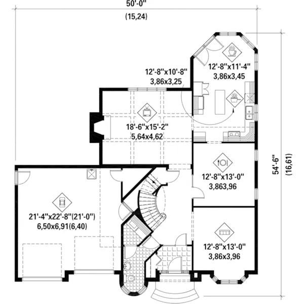 Victorian House Plan First Floor - Queensway European Home 126D-1120 - Shop House Plans and More