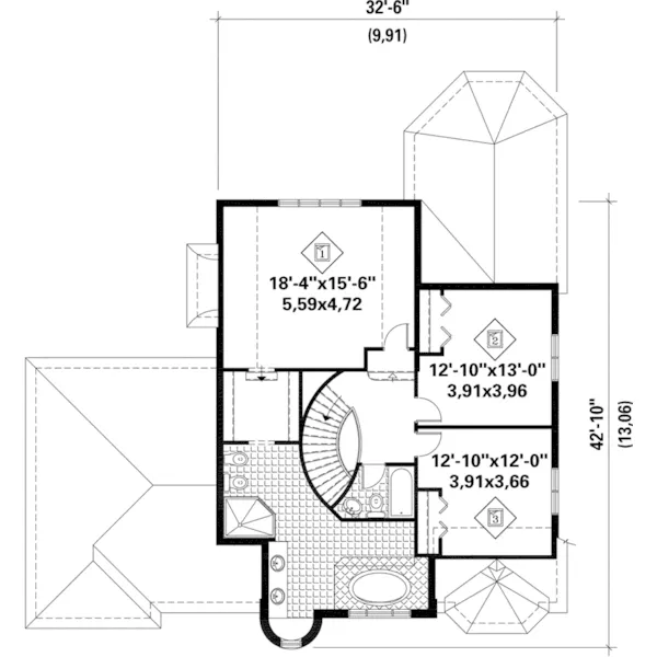 Victorian House Plan Second Floor - Queensway European Home 126D-1120 - Shop House Plans and More