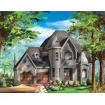 Victorian House Plan Front of Home - Queensway European Home 126D-1120 - Shop House Plans and More