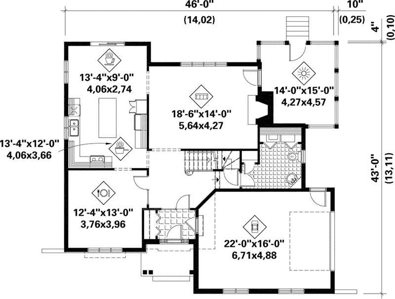 Cape Cod & New England House Plan First Floor - Sheephill English Tudor Home 126D-1124 - Shop House Plans and More