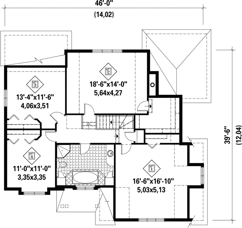 Cape Cod & New England House Plan Second Floor - Sheephill English Tudor Home 126D-1124 - Shop House Plans and More