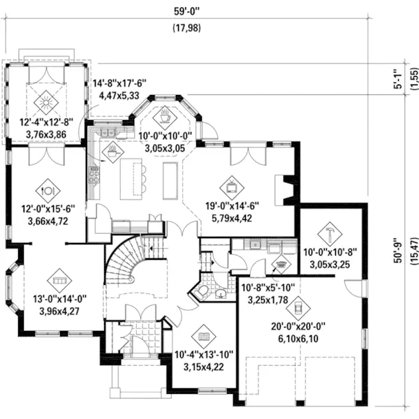 Cape Cod & New England House Plan First Floor - Wembley European Home 126D-1129 - Shop House Plans and More