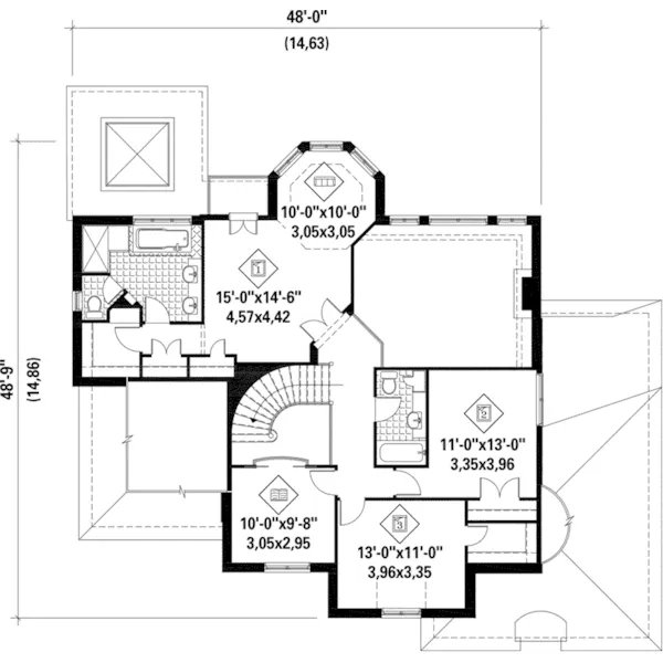 Cape Cod & New England House Plan Second Floor - Wembley European Home 126D-1129 - Shop House Plans and More