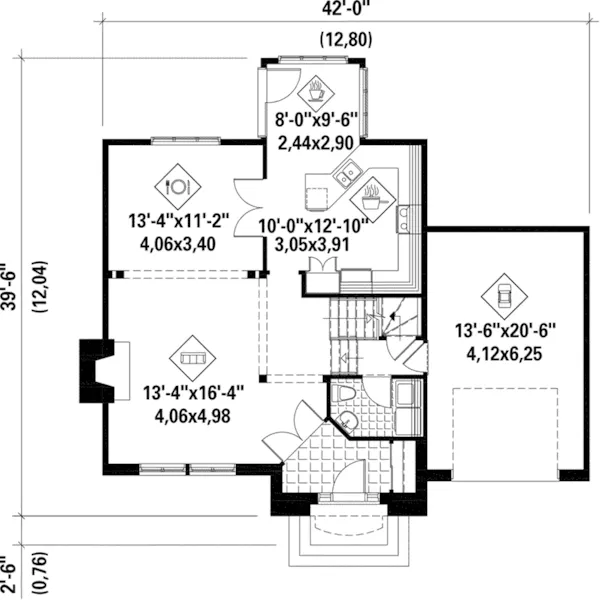 European House Plan First Floor - Helbig European Home 126D-1135 - Search House Plans and More