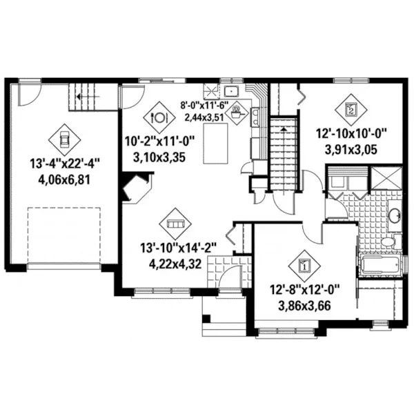 Bungalow House Plan First Floor - Korina Ranch Home 126D-1146 - Search House Plans and More