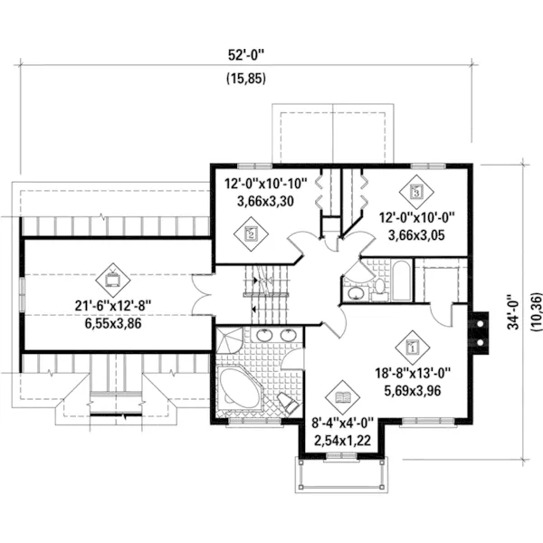 European House Plan Second Floor - Carlton Point Traditional Home 126D-1147 - Search House Plans and More