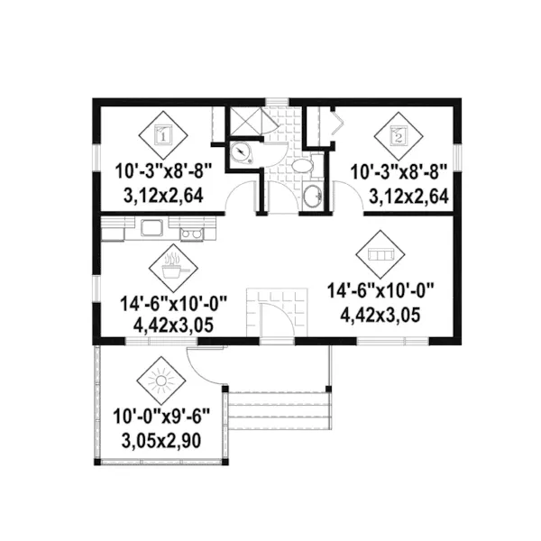 Ranch House Plan First Floor - Sona Cove Modern Cabin 126D-1150 - Shop House Plans and More