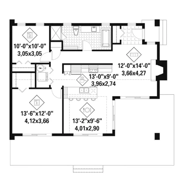 Lake House Plan First Floor - Wide River Modern Lake Home 126D-1151 - Shop House Plans and More