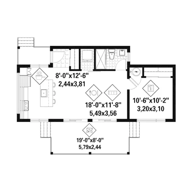 Contemporary House Plan First Floor - Mika Modern Home 126D-1152 - Shop House Plans and More