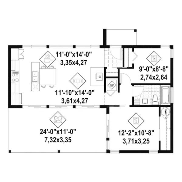 Cabin & Cottage House Plan First Floor - Mirage Modern Cabana Cabin 126D-1153 - Shop House Plans and More