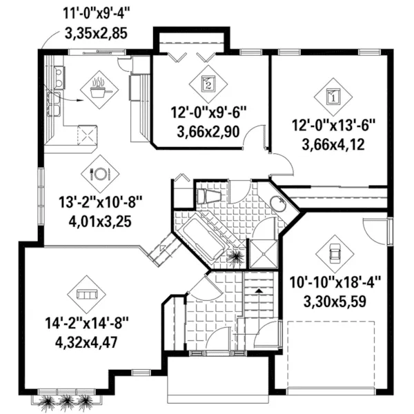 Ranch House Plan First Floor - Whitney Lane Ranch Home 126D-1154 - Shop House Plans and More