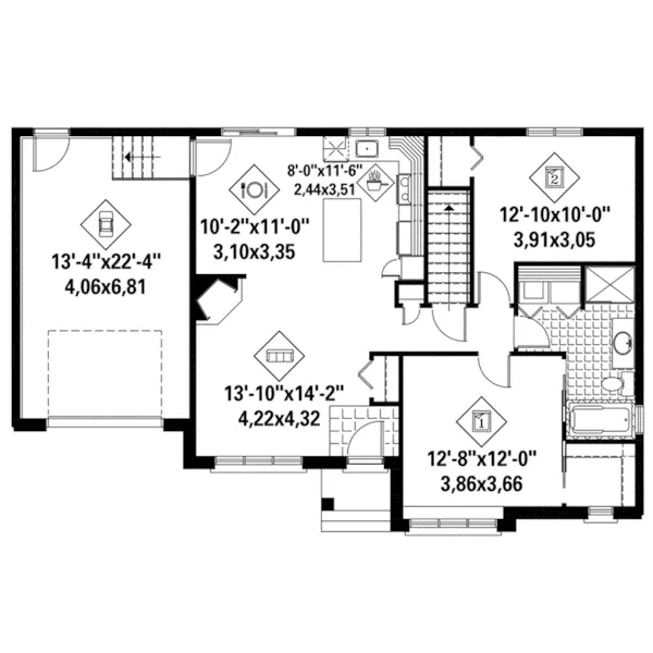 Traditional House Plan First Floor - Ricefield Ranch Home 126D-1157 - Shop House Plans and More