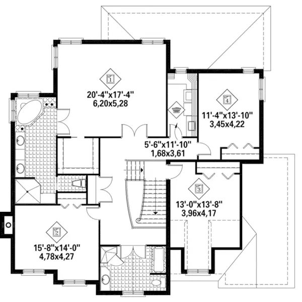 European House Plan Second Floor - 126D-1160 - Shop House Plans and More