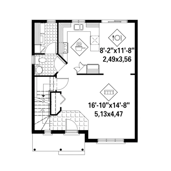 Traditional House Plan First Floor - Ginger Lane Country Home 126D-1163 - Shop House Plans and More