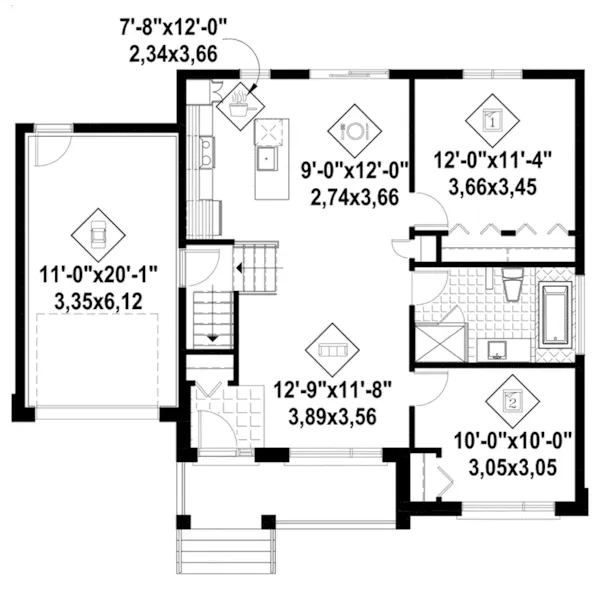 Modern House Plan First Floor - Dakota Falls Modern Home 126D-1164 - Shop House Plans and More