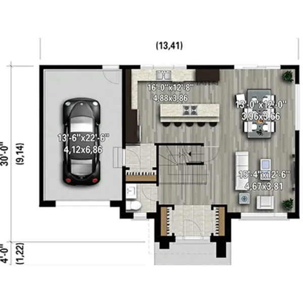 Modern House Plan 3D First Floor - Azzo Rustic Modern Home 126D-1172 - Shop House Plans and More