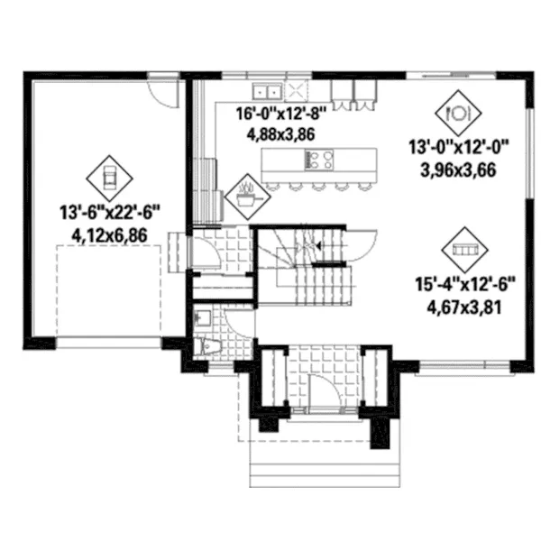 Modern House Plan First Floor - Azzo Rustic Modern Home 126D-1172 - Shop House Plans and More