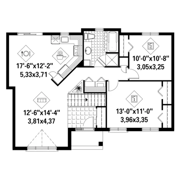 Cabin & Cottage House Plan First Floor - 126D-1202 | House Plans and More