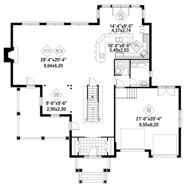 European House Plan First Floor - 126D-1236 | House Plans and More