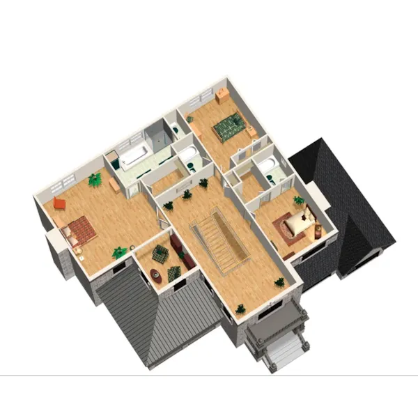 European House Plan 3D Second Floor - 126D-1236 | House Plans and More