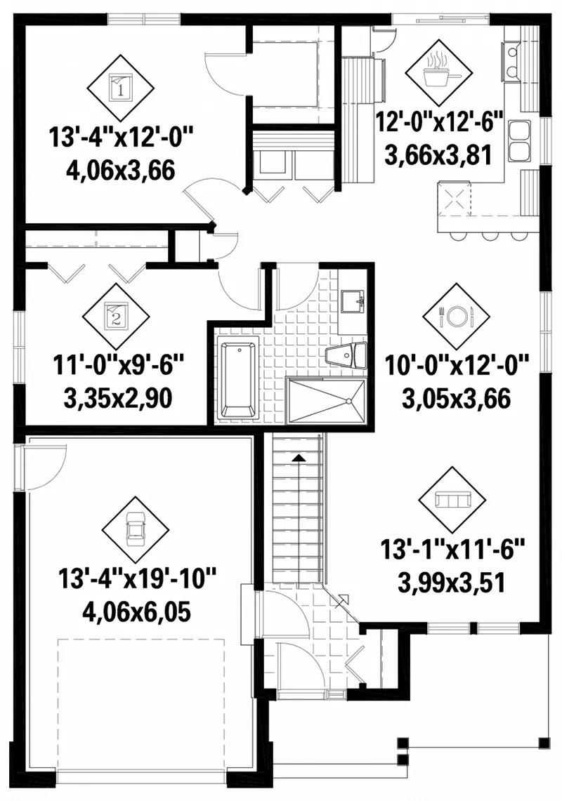 Mountain House Plan First Floor - 126D-1354 - Shop House Plans and More